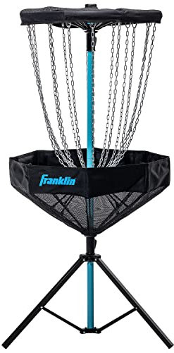 Franklin Sports Disc Golf Baskets - Portable Disc Golf Target with Chains Included - Disc Golf Basket Stand Equipment for Hole + Course Creation - PDGA Approved Black