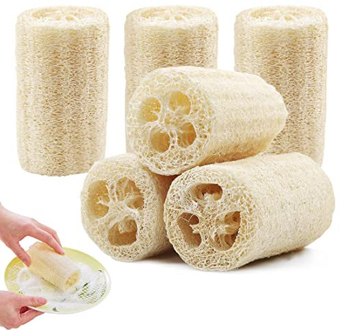 6Pcs Luffa Schwamm,Dusche Luffa Gurke Schwamm Natur Luffa Badeschwamm Duschschwamm Spülschwämme, Natural Loofah Schwamm Peeling Körper Luffa-Schwamm Klein Luffaschwamm Rückenschrubber für Dusche&Küche