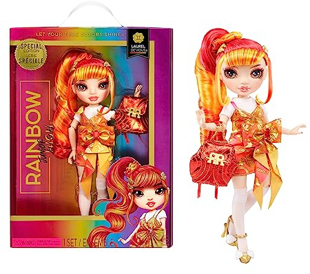 Rainbow High Special Edition - LAUREL DE-VIOUS - 9''/22.86cm Red and Orange Posable Fashion Doll with Accessories and Open/Close Soft Backpack - Great Toy Gift for Kids Ages 4-12