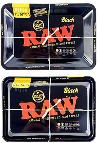 Plateau Roulant en Métal Noir 18x12.5cm Impression Double Face pour Stockage à Domicile Plateau en Métal Plateau Compact Portable