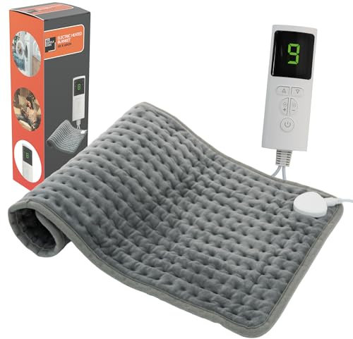 Supply Cube Electric Heat Pad with 9 Heat Settings | Heating Pad for Back Comfort | Auto Shut Off, Machine Washable - 24X12