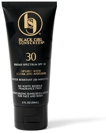 Black Girl Sunscreen SPF 30 for the Face & Body - Moisturizing Sun Protection, SPF 30, Sun Lotion for Women, Ultra Sheer, Travel Size, No White Cast for Melanin Rich Skin - 2 fl oz