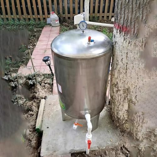 Tanque de presión para pozos de agua Depósito de agua a presión con presostato/manómetros/válvulas de seguridad, Tanque acumulador de agua metálico de alta presión para el hogar, Torre de agua a presi