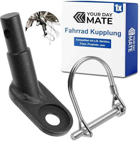 Gancio di traino per bicicletta, 1 pz, Nero, con stecca di sicurezza, compatibile con Qeridoo, Trixie, Prophete e altri, gancio di traino per bicicletta, adattatore per timone posteriore