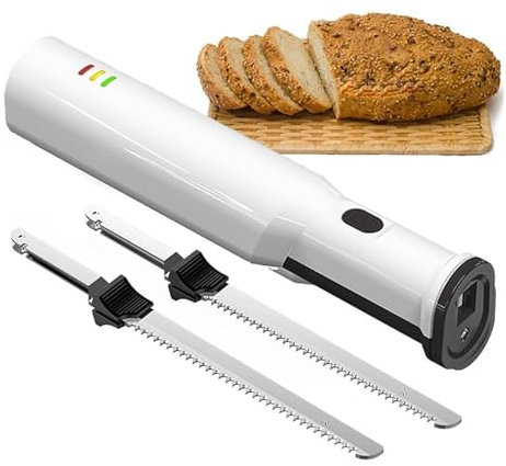 Coltello Alternativo Per Il Pane Senza Fili (Durata Della Batteria 1,5 Ore) - Lame In Acciaio Inossidabile Seghettate Da 8, Grilletto Di Sicurezza, Per Tagliare Carni, Pollame, Pane