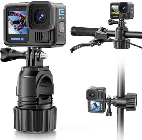 KDD Soporte Cámara de Acción- Bicicleta de Montaña, Accesorio Adaptador de Tubo para Moto - Apertura de Abrazadera 0.6 -1.26 - Clip de Manillar de Bicicleta para GoPro Hero 12 11 10 9 8 7 dji OSMO