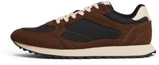 Tommy Hilfiger Uomo Sneakers Running New Runner Eva Mix in Pelle Scamosciata, Multicolore (Black/Legacy Brown), 42