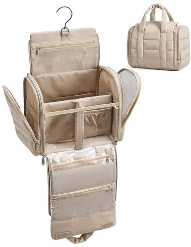 BAGSMART Kulturbeutel Reisetasche, Wasserabweisende Make-up-Kosmetiktasche Reise-Organizer für Zubehör, Shampoo, Behälter in voller Größe, Toilettenartikel