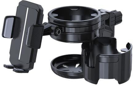 Soporte para taza de cochecito de bebé con soporte para teléfono, soporte universal 3 en 1, soporte para tazas de café, leche, bebida, conversión de 2 tazas para cochecito, silla de ruedas, andador