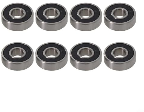 Yhenlovtt Lot de 8 roulements à billes pour skateboards, longboards, patins en acier et trottinettes de 8 mm à vitesse supérieure et faible roulement Abec11 (noir)