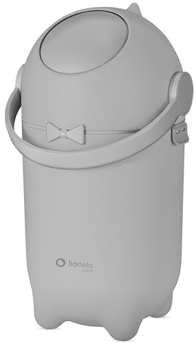 lionelo PUREBIN Mangiapannolini Universale che non lascia uscire gli odori, per sacchetti universali senza ricariche costose, bidone pannolini per neonati, uso con una mano, 10 l (Grigio)