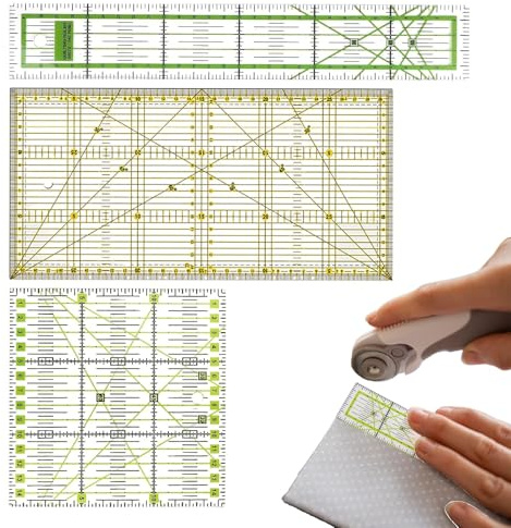 3PCS Regle Patchwork Couture,Règles Pour Patchwork,15 x 15 cm/15 x 30 cm/5 x 30cm-Transparente,Vec Échelle En Cm Et Fonctions D'angle - 30/45/60 Degrés,Idéales Pour le Patchwork et les Travaux Manuels