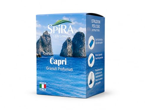 HS PRODUCTS Granuli Profumati Capri per Aspirapolvere e Folletto – Cristalli Profumati alla Freschezza Marina per Ambienti | Scatola da 6 Bustine Monodose | Made in Italy