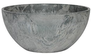 Artstone Pflanzgefäß Pflanzschale Fiona, frostbeständig und leichtgewichtig, Grau, 25x12cm