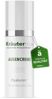 NEU! Kräutermax Hyaluron Augencreme | Intensive Pflege mit Hyaluronsäure, Arganöl & Vitamin E | Feuchtigkeitsspendend für strahlende Augenpartie | Ohne Parabene & Silikone | 15 ml