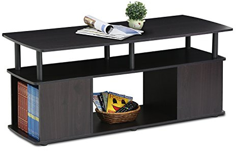 Furinno JAYA TV Stand, Entertainment Center, TV Console for TV up to 50 Inch with Open Storage Compartment, for Living Room, Bedroom, Black