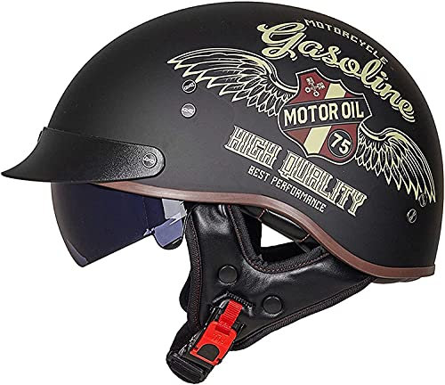 XRDSHY Halbhelm Motorradhelm Herren Damen Retro ECE Zertifizierung Motorrad Halbschale Mofa Helm Jethelm Halbschalenhelm Jet Helmet Motorcycl Chopper Scooter Helm Sturzhelm Mit Visier,C-(XL/61-62CM)