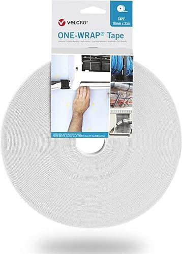 Velcro VEL-OW64126 - Nastro adesivo con gancio e anello, colore: bianco, 16 mm x 25000 mm