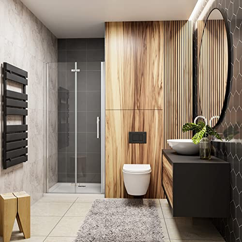 Box Doccia Per Nicchia Porta Pieghevole e Battente 70x185 cm Due Ante in Vetro Temperato Trasparente Anticalcare Da 6 mm Cromo Lucido