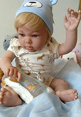 Reborn Nicolàs.Hecho EN ESPAÑA.Modelo Exclusivo,Suaves ROJECES,Tonos Suaves DE Piel,Vinilo DE Silicona,52CM,2,3KG,Pelo TUPIDO Y Cosido,Cuerpo Blando,Proporciones DE UN Bebe Real.