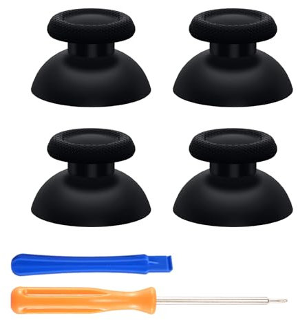 eXtremeRate 2 Paar Thumbsticks kompatibel mit ps5 & mit ps4 Controller, 4pcs Ersatz-Sticks & Tools, Texturiert Analogsticks Joystick Aufsätze für ps5 für ps4 pro Slim Controller–Schwarz