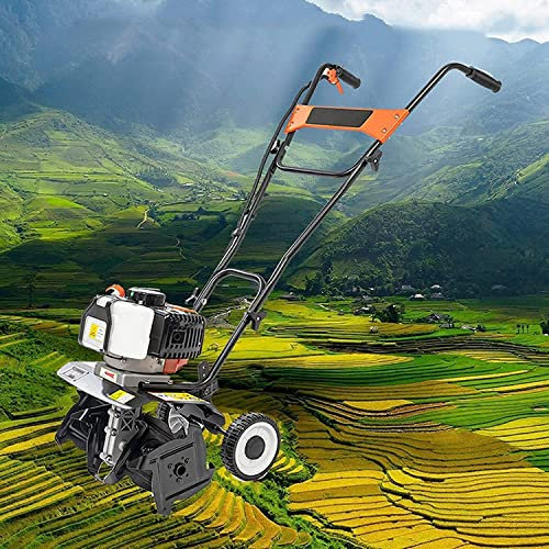Samnuerly Timone a Benzina Senza Fili da 1,3 kW, motocoltivatore/coltivatore per mangime da Giardino con 4 Lame, timone Elettrico, scarificatore per Prato, allentamento del Terreno