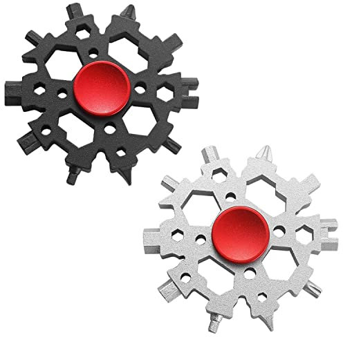 Aokelily 23-in-1 Schneeflocken-Multitool, Edelstahl-Schneeflockenschlüssel Flaschenöffner Schraubendreher-Kit, tragbare Gadgets für Männer Outdoor Reisen Camping für Geschenke (Rot)
