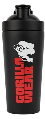 Gorilla Wear Metal Shaker 740ML - Bodybuilding und Fitness Accessoire für Damen und Herren Schwarz