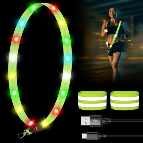 Lumière de course à pied avec ceinture réfléchissante, lampe de course LED pour homme et femme, rechargeable par USB, lampe de course réglable, lumière de sécurité pour le jogging, la course, le vélo,