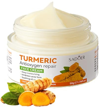 Lustwieta Turmeric Face Cream Face Moisturiser Anti Aging Brightening Face Cream for Radiant&Glowing Skin, Rich Emollient for Dark Spots, Wrinkles, Face Care with Turmeric, Even Skin Tone 50g