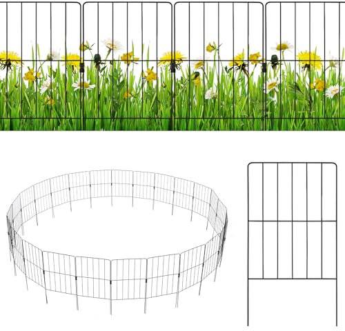 SOARS Recinzione da Giardino in Metallo 15/25 Pezzi, 60 cm di Altezza, Set Recinzione per Cani ed Aiuole, Recinto Decorativo Resistente ed Antiruggine, 33 x 60 cm (25 Pezzi)