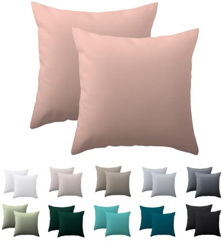 Nesture Kissenbezug 80 x 80 2er Set - kopfkissenbezug 80x80 cm Rosa, 100% Mikrofaser kissenbezüge mit Reißverschluss, Weich und Bügelfrei