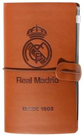 Grupo Erik Taccuino da viaggio Real Madrid | Travel Journal in pelle sintentica con 2 quaderni, porta tessere e tasca espandibile, 19,6 x 12 cm, Real Madrid Gadget