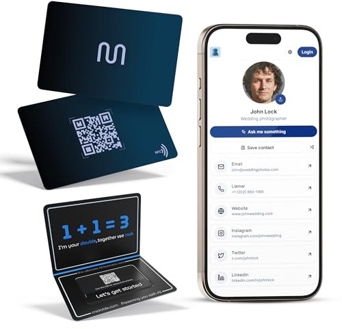 MiDoble Tarjeta de visita digital, toque para compartir, asistente de inteligencia artificial, tarjeta de red alimentada por IA, conéctese con personas, toque NFC o escanee el QR, compatible con