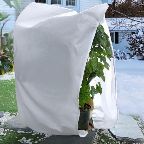 DazSpirit 200x240 cmCappuccio Protezione Piante, Copri Piante Inverno Tessuto Non Tessuto con Coulisse e Cerniera, Teli Antigelo Riutilizzabile Protegge da Inverno, Gelo, Insetti