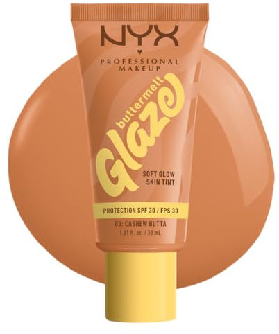 NYX Professional Makeup Skin Tint, Buttermelt Glaze Soft Glow Skin Tint for Face, with Niacinamide, Shea Butter and Mango Butter, with Up To 12 Hour Wear and SPF 30, Shade: Cashew Butta