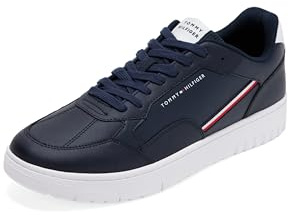 Tommy Hilfiger Uomo Sneakers con Suola Preformata Basket Core Stripes Profilo Basso, Blu (Desert Sky), 42