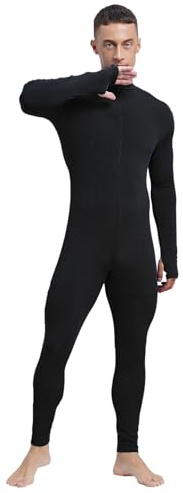 Oyolan Herr Baddräkt dansande gymnastik jumpsuit långärmad bodysuit sport gym fitness bodysuit, svart, XL