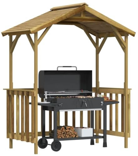 Tonnelle de barbecue en bois de pin imprégné, vert, 163,5 x 93 x 210 cm, abri de jardin durable pour jardin et terrasse, idéal pour le plaisir de l'extérieur et la protection des appareils