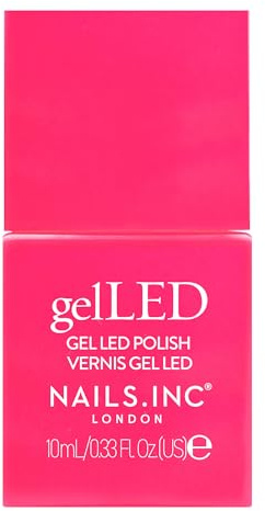 Nails.INC GelLED UV/LED Gel Nail Polish, Flamingo Dreams, Bright Neon Pink, Long Lasting, High Shine Colour, Quick Cure Formula, Cruelty Free, Art Gel Manicure At Home, 30-60 Second Cure Time, 10 ML