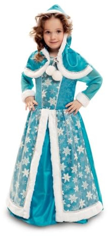 My Other Me - Costume da Regina di Ghiaccio con vestito e capelina con cappuccio in blu e bianco, taglia 3-4 anni. Perfetto per un magico racconto invernale
