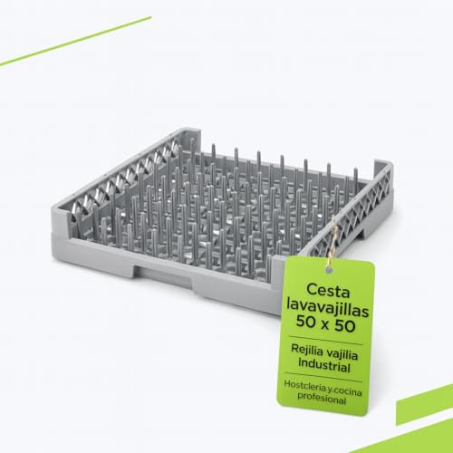 CUBETAS GASTRONORM ® Cesta Lavavajillas 50x50 Universal Rejilla Platos Bandejas Vasos Lavavajillas Industrial Hosteleria Polipropileno Gris Resistente para Cocina Profesional Bares Hoteles Pub Bar
