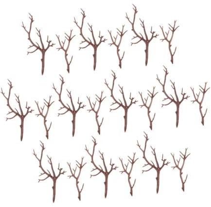 LABRIMP 20 Pezzi Accessori Fai da Te per Pupazzo di Neve Rami Artificiali in Plastica Essiccata Decorazioni Natalizie Corna di Renna Finte Rametti Decorativi per Composizioni Festive