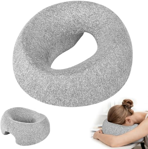 AOOSA Almohada de Masajeador Facial, Almohada para Dormir Boca Abajo con Orificio, Cojín de Espuma Viscoelástica para el Rostro Spas, Salones De Belleza, Escuelas y Oficinas - Gris