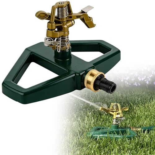 Gräsmatta sprinkler puls sprinkler, huvud för gräsmatta, tung belastning, pulssregnare med metallstativ, automatisk 360 graders roterande cirkulär sprinkler, pulseringssprare för gräsmatta gård och