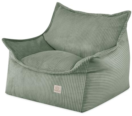 MISIOO Kinder Sessel Roya Cord – Kindersessel für Kinderzimmer, Weicher Sitzsack Kinder, Bodensessel Bean Bag Sofa, Premium Cord Oeko-TEX, 80x73x58 cm