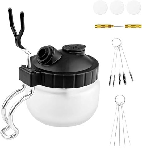 Ravytha Kit Pulizia Aerografo, Set di Pulizia dell'Aerografo Accessori, Contenitore con Supporto, 5 Aghi, 5 Spazzole, 1 Raschietto