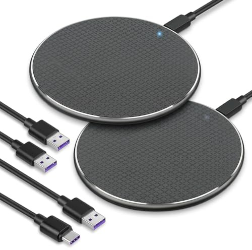 Caricatore Wireless 35W Ultra Veloce, Pack 2 Caricatori Qi con Cavo USB-C, Base Ricarica Induttiva Rapida Compatibile con i Phone 17/16/15/14/13/12, Sam sung S25/S24/S23, Pixel 9/8 Pro