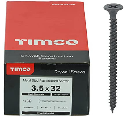 TIMCO PH2 Philips Drywall Screws - 3.5 x 32 - Black - Box of 1000