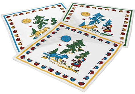 Betz 12 Stück Kinder Stoff Taschentücher Kindertaschentücher Set Größe 26x26 cm 100% Baumwolle Märchen Motiv Rotkäppchen Design 2